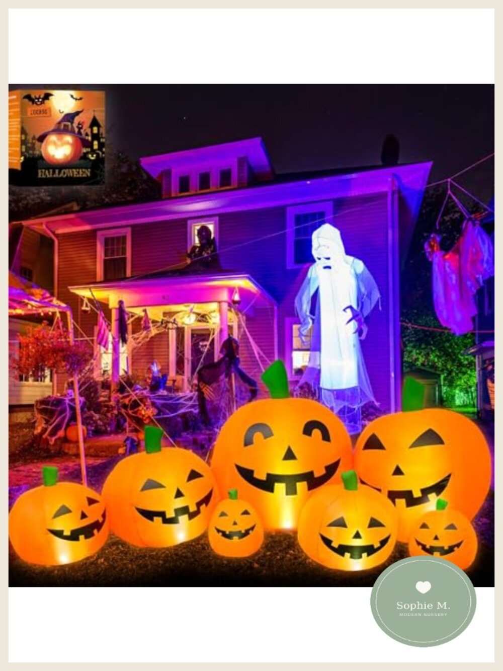 7.5 Ft Halloween Inflatable Pumpkins LED Lights Outdoor Yard Decor